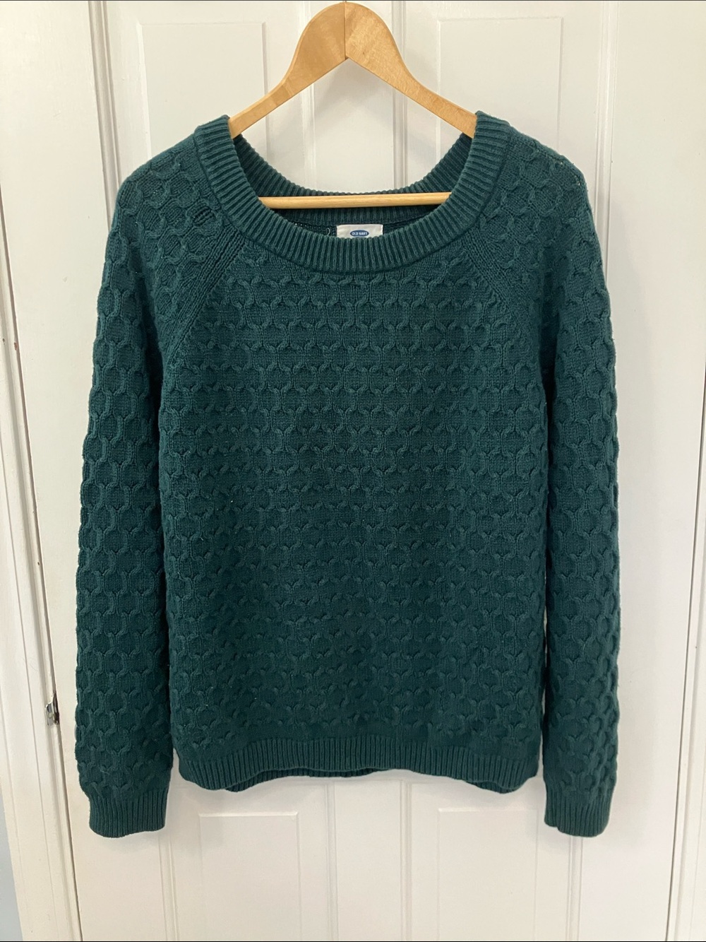 Old Navy green Teal Crewneck knit long sleeve Sweater size XL cotton